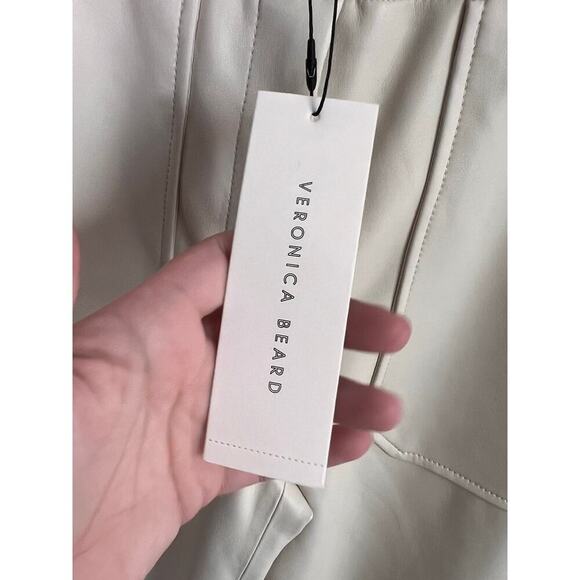 Veronica Beard Atala Faux Leather High Waisted Trouser Pants Ecru Women's 2 NWT - Picture 8 of 13